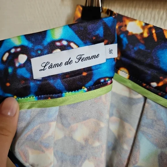 L'Ame de Femme - Blue Multicolor Pleated Skirt - US 4 - Picture 3 of 6